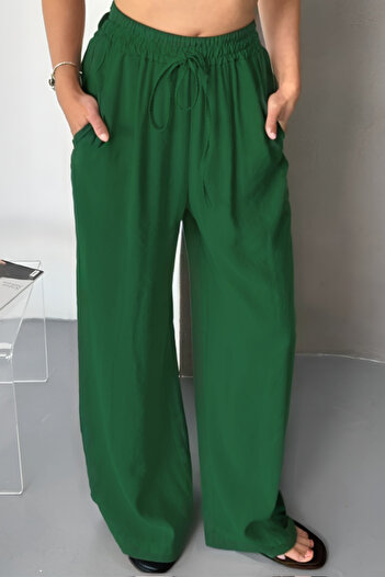 adba style Women's Lyocell Woven Waist Lace-Up Palazzo Women's Trousers 4048