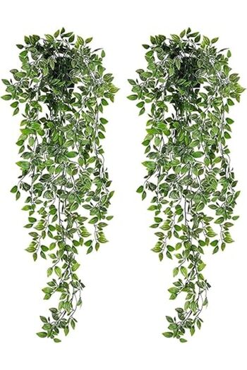 Generic Artigreen 2 Pots Artificial Hanging Plants Faux Ivy Vines Potted Artificial Plant Fake Ivy Leaves fo