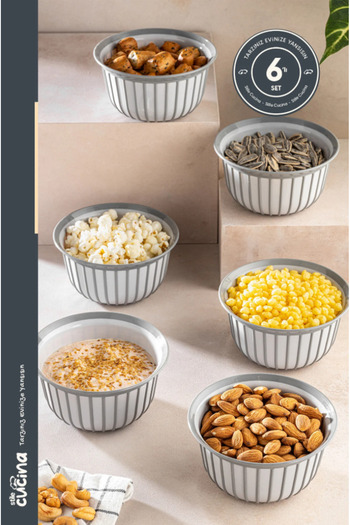 Stile Cucina Linea 6-Piece Practical Snack Bowl Gray 1 Liter