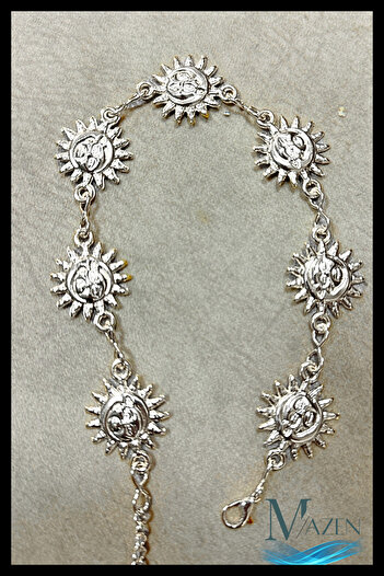 MAZEN Silver Color Sun Figured Women's Chain Waist Belt |   Daily & Special Occasion Accessory