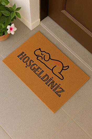 Dormot Koko Textured Door Mat - Welcome with a Dog Non-Slip Base, 45X70 cm