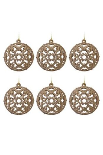 Jumbo Set Christmas Balls Beige Glitter Ø6 cm - 6 pcs