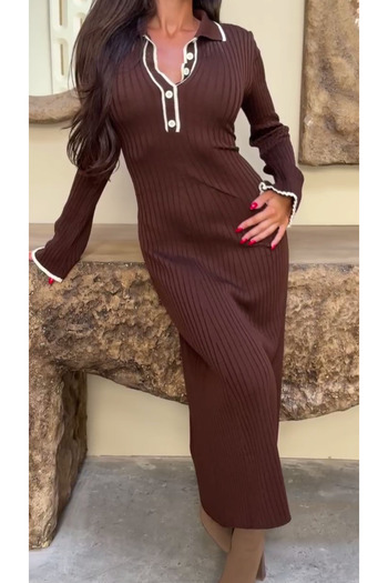 Julidress Polo Neck Button Detailed Midi Length Premium Knitwear Dress
