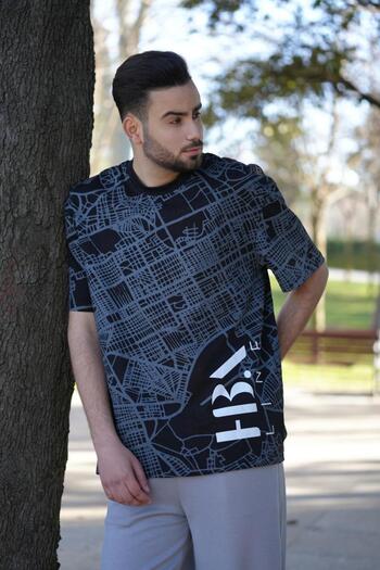 Elegant T-shirt printed with Google Map of Riyadh