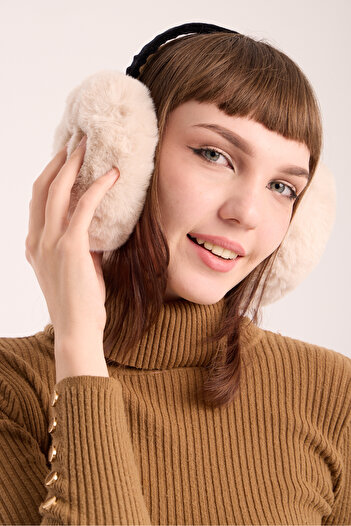OX-RA Imported Beige Color Foldable Plush Earmuff