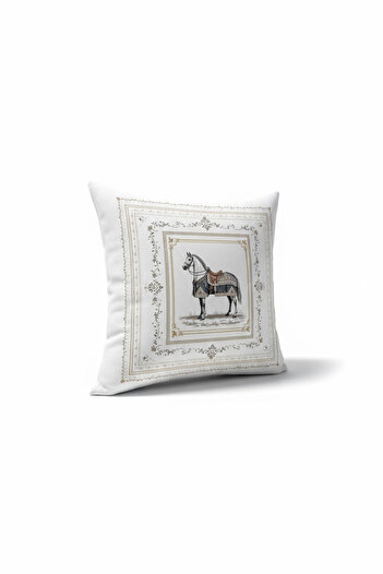 FARCY Decorative Framed Horse Patterned Filled Pillow Gift Cotton Throw Pillow Cushion 43X43 cm