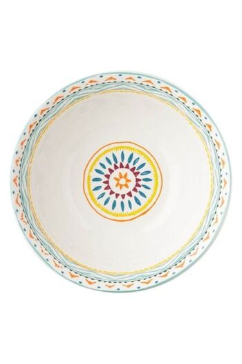 SHOPIENS Bol 1.65L Din Portelan Cu Model Aztec Colorat Ø25.5x8.5cm Pentru Salata Fructe Sau Servire