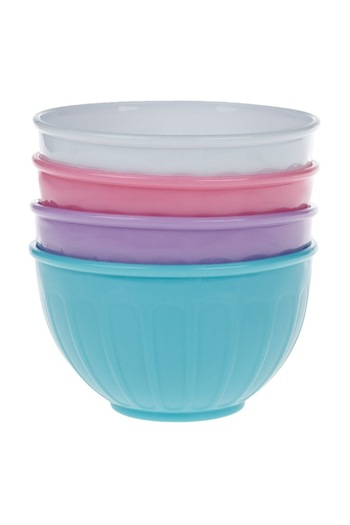 SHOPIENS Set 4 boluri rotunde din plastic Shopiens®, pentru servirea inghetatei, reutilizabile, multicolore,