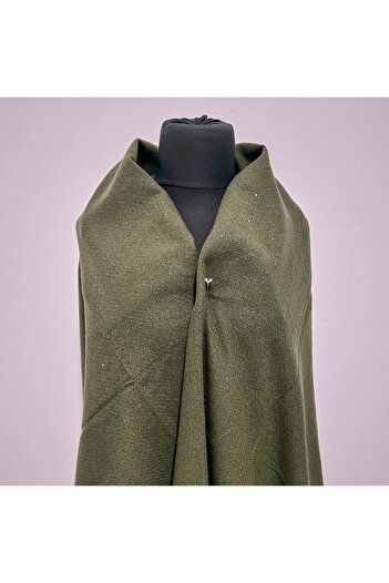 velve Serene Luxe long scarf, with lurex and cashmere, Khaki, 200x70 cm