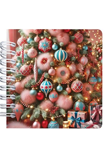 Editura Soapta stelelor Square spiral notebook 9.5 x 9.5 cm, 75 vellum sheets, Decorated Christmas tree