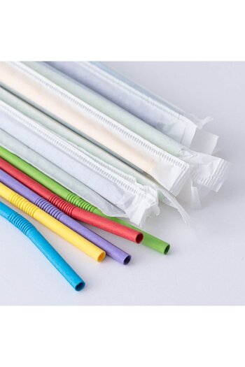 SHOPIENS Set 100 flexible paper straws Shopiens®, colorful, 5.3 x 220 mm