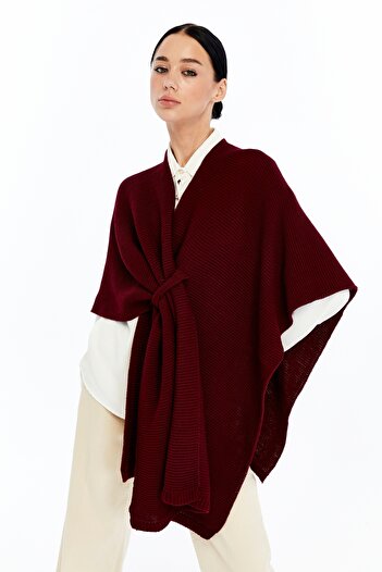 MA ananas Women's Burgundy Knitwear Shoulder Shawl