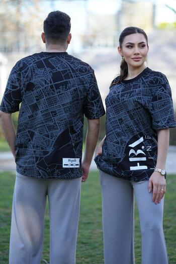 Elegant T-shirt printed with Google Map of Riyadh