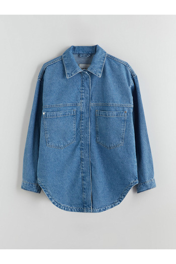 LC Waikiki Lcw Women's Jean Shirt Collar Jacket