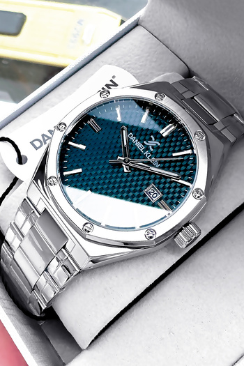 Daniel Klein Original Stainless Steel Cord Men Wristwatch Waterproof Silver Color Gift Bracelet Dke2144C5