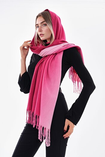 bacc Fuchsia2 Stripe Transitional Tassel Shawl Bcnsv-25Wt1041