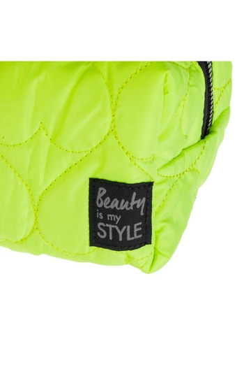 SHOPIENS Summer cosmetic bag Shopiens®, lime green with embossed hearts pattern and metal zipper, 13 x 9 x 1