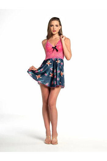 emosavm Fashion Women's Backless Satin Nightgown Pink