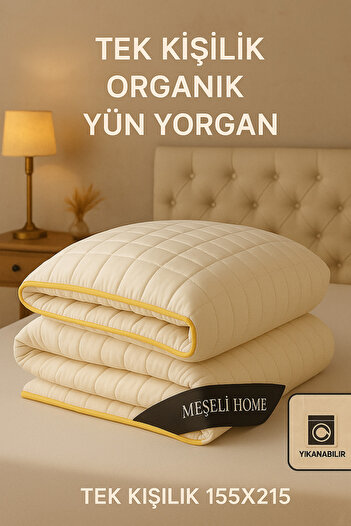 MEŞELİ TEKSTİL Single Size Wool Quilt Washable with Piping Detail |   Special Design |   Anti-Sweat, Absorbs Moisture |   Long-Lasting