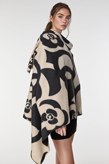 bacc Black-White Double-Sided Thick Shoulder Shawl Scarf Bcnsv-25Wt1035