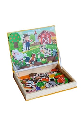 SHOPIENS Carte magnetică cu activități, animale de fermă, piese de puzzle educative, copii de peste 3 ani