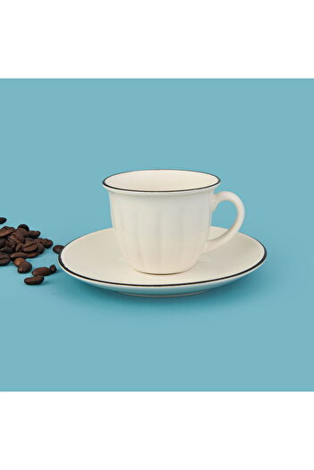 MATMEL Kitchen Olympos 2-Piece Coffee Cup Set - Cream / Black - 90 ml