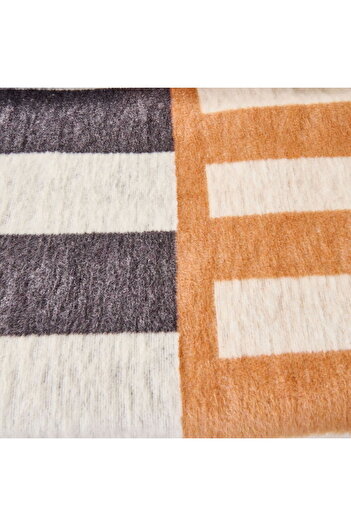 ASPARTAM Soft Lemi Cotton Double Blanket - Mustard / Anthracite - 200X220 cm
