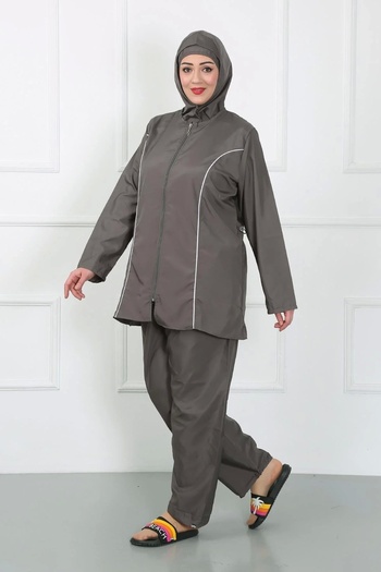 emosavm Fashion Plus Size Hijab Large Swimsuit Smoked