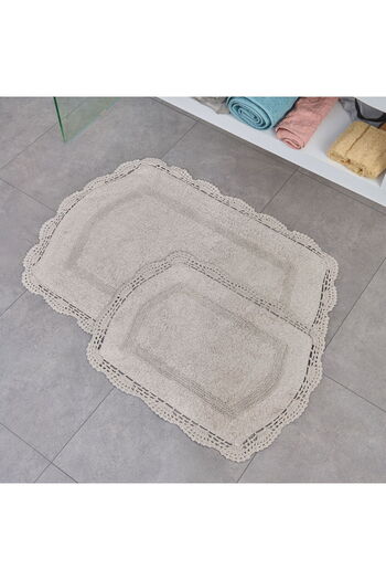 ASPARTAM Soft Lace 2-Piece Bath Mat - Gray - 40X60 cm + 60X90 cm