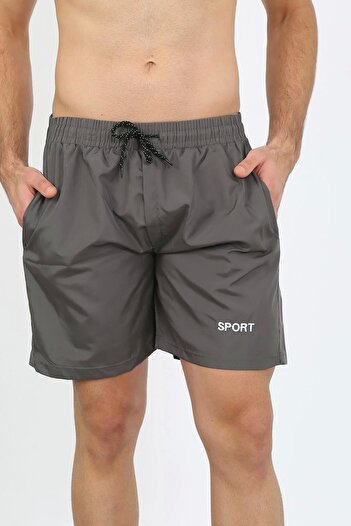 emosavm Fashion Men's Zipper Pocket Swim Shorts Smoked