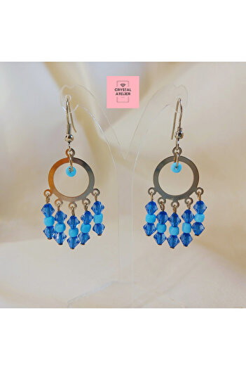 Crystal Atelier Crystal Beaded Dangle Hoop Earrings - Sparkling Elegant Chic Women's Earrings - Bead Earrings - Fashion Accessory