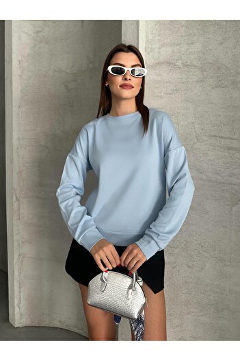 FERZOLAİO Modal Fabric Unisex Baby Blue Sweatshirt