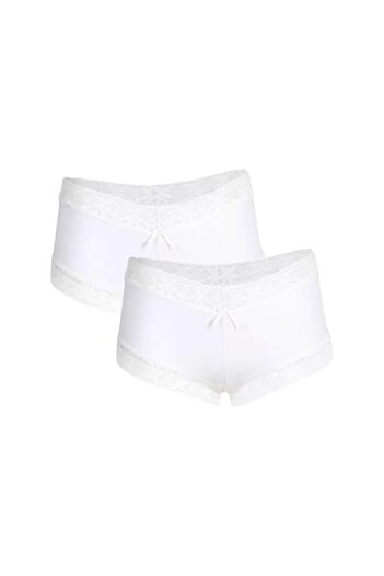 emosavm Fashion Women's Cotton 2-Piece Boxer White