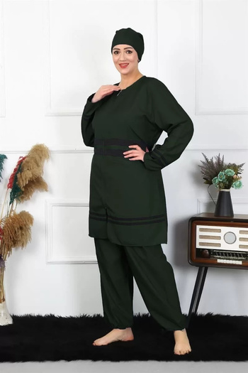 emosavm Fashion Plus Size Hijab Swimsuit Khaki
