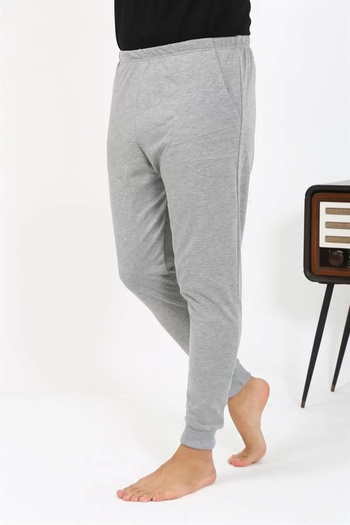 emosavm Fashion Men's Cotton Single Bottom Pajamas Gray