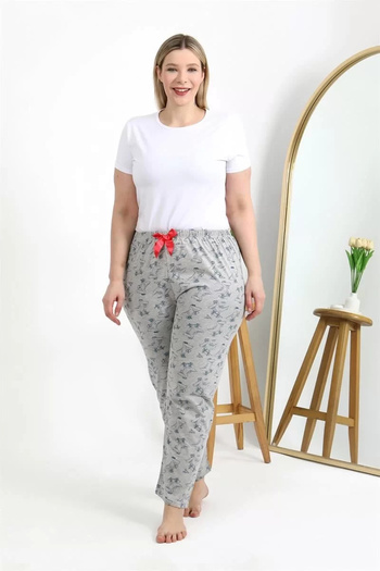 emosavm Fashion Women's Cotton Plus Size Bottom Pajamas Gray