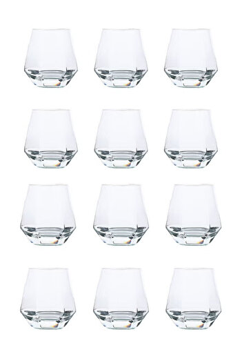 package home Set of 12 luxury clear glass cups - modern, versatile design for hot and cold drinks