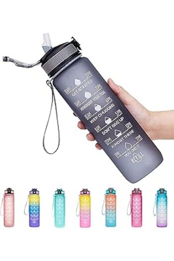Generic S2C™ Motivational Large Water Bottle 1L Tritan Plastic Water Bottle With Time Markers, Leak Proof