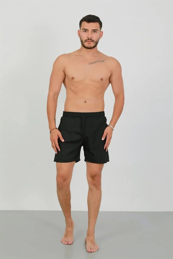 emosavm Fashion Men's Zippered Pocket Swim Shorts Black
