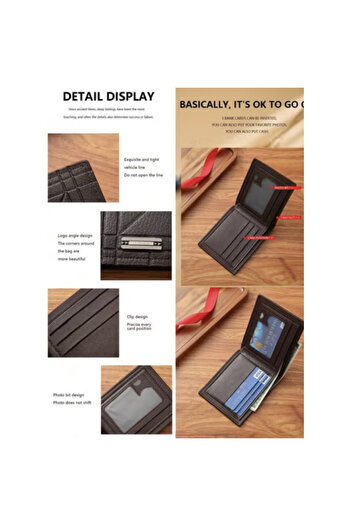 Fstyle Men's Short PU Leather Wallet, Slim Plaid Print Wallet, Large Capacity Multi-Card Slots