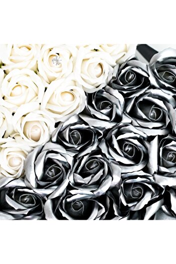 Colorissima Heart-Shaped Floral Arrangement, White-Grey, 26 cm,