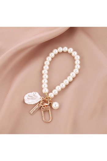 Choice Style C ZAKOL Korean Fashion Round Imitation Pearl Key Chain Phone Bag Backpack Charm Accessory Cute