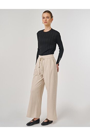 Kayra Relaxed Fit Velvet Trousers Stone