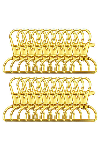 Choice 30PCS Gold 30-Pack Swivel Buckle Strap D-Ring Lanyard Spring Hook Keychain Clip Hook Metal Lobster C