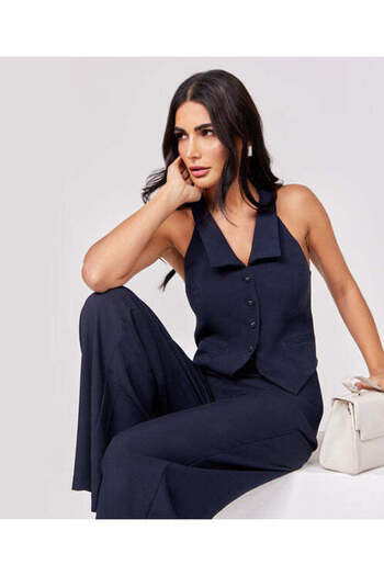 Zigzag Formal Navy Blue Waist Coat