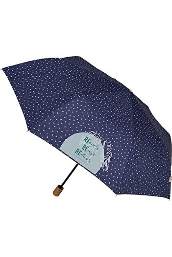Perletti Rain Umbrella for Women Perletti, Polka Dot, , Manual, Foldable, 97cm, Dark Blue