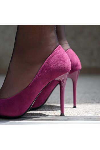 BMoD Purple suede women's stiletto shoes with an applied stone accessory MOD06157