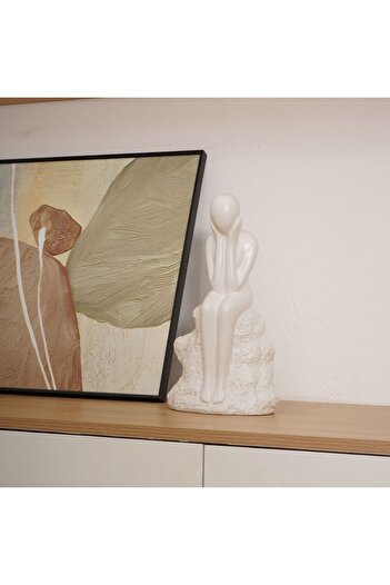 Danube Home Liana Stoneware Thinking Person Sculpture – Modern Minimalist White Figurine 19x12x35 cm
