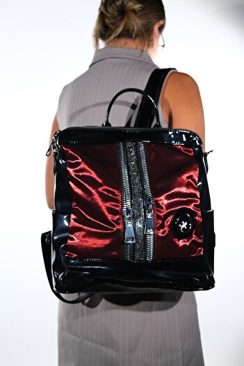 LuviShoes Anis Burgundy Glitter Women's Backpack