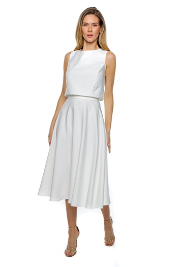Muse Mark White Midi Skirt with High Waist